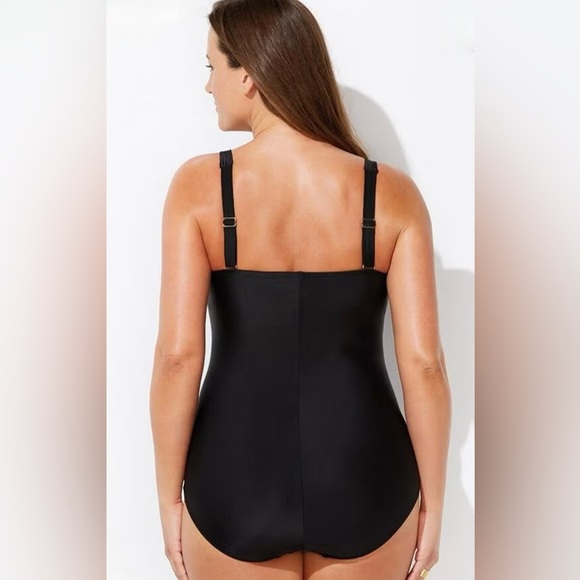 NWOT- Chic Black Swimsuit w/a flirty sweetheart neckline and ruched detail. - Picture 2 of 2